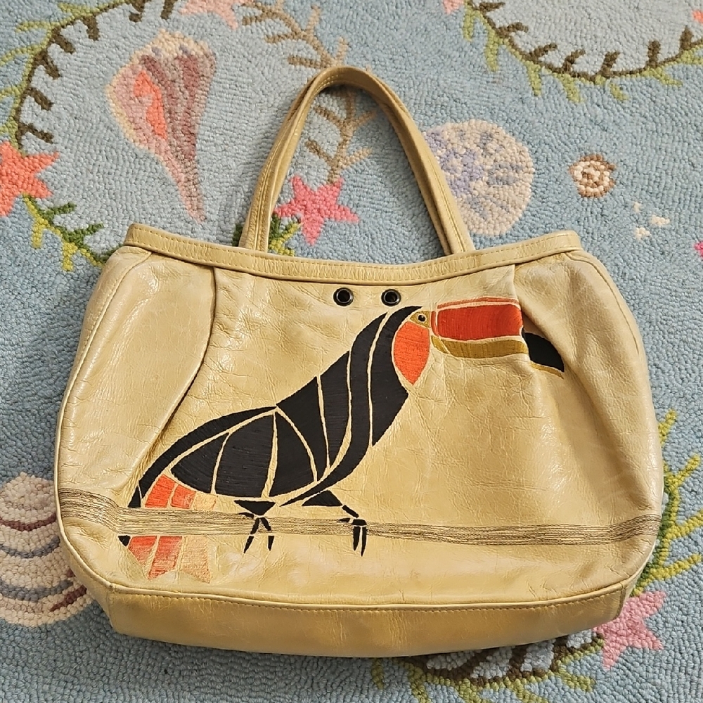 R&Y Augousti Embroidered Toucan Leather Bag
